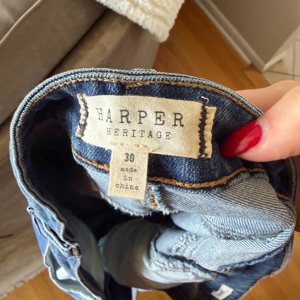Harper Heritage Patchwork Two-Tone Flare Jeans Si… - image 3